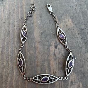 Vintage Silver Bracelet with Amethysts